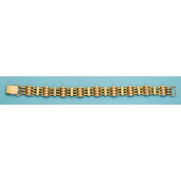 Vintage Rectangular Centipede Links Gold Tone Bracelet 7 inch - E6 - Picture 2 of 4